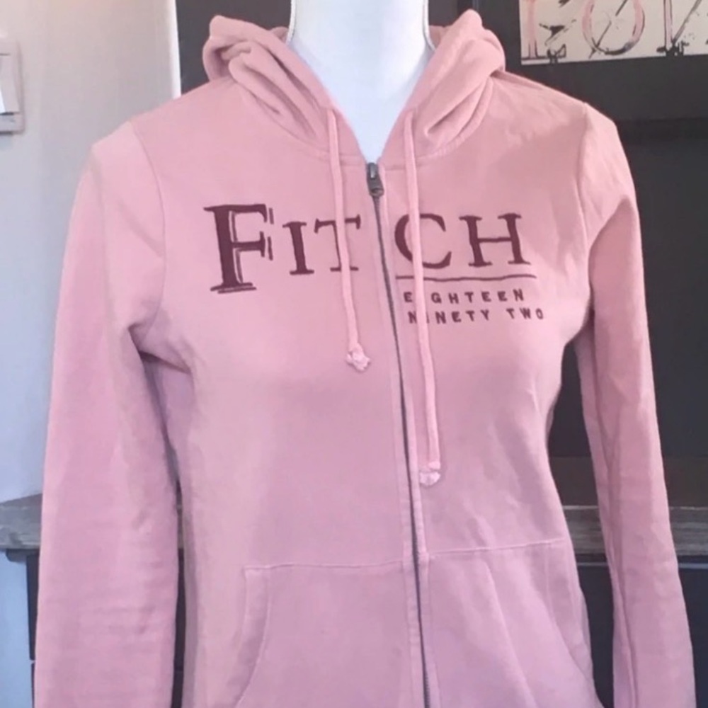 Abercrombie & Fitch Light Pink Zip-Up Hoodie Classic Retro Comfy